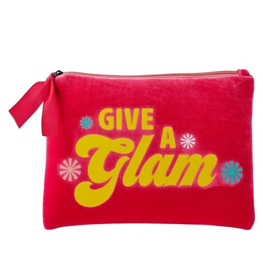 Benefit Zippered Pink/Yellow 'GIVE A GLAM' Cosmetics Bag. Recycled mater…